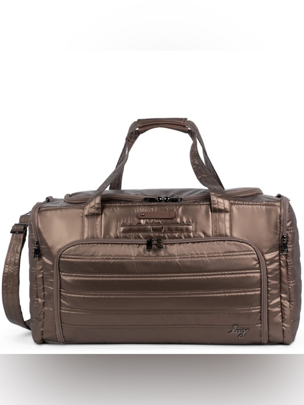 Lug Trolley Duffel Bag Metallic Espresso Brown Spacious Travel Bag